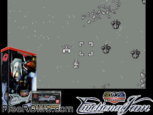 SD Gundam - Emotional Jam (J) [M][!] Wonderswan game showing 3D box cover and gameplay screenshot